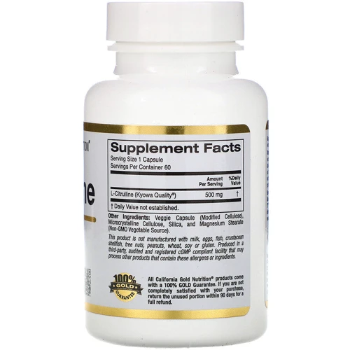 California Gold Nutrition L-Citrulline, 500 mg, 60 Veggie Capsules: Форма випуску капсули