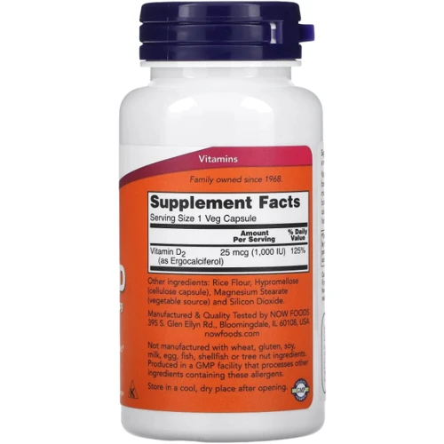 Now Foods Vitamin D2 Витамин Д2 1000 МЕ 120 капсул: Тип Витамин D