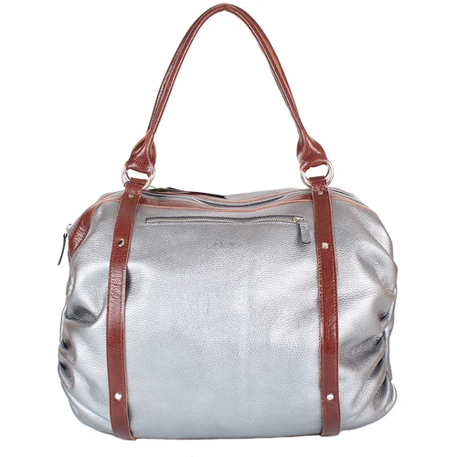 Жіноча сумка бочонок Laskara сріблястий (LK-DM234-silver-brown): Стать жіночий