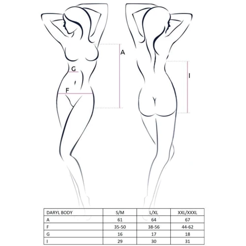 Сексуальное боди Passion DARYL BODY black XXL/XXXL