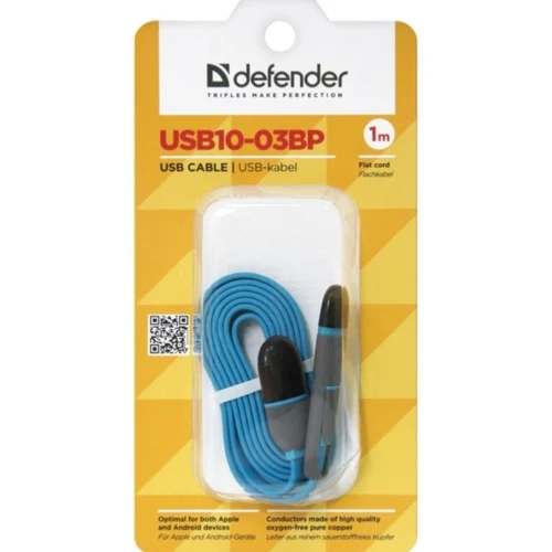 Кабель Defender USB Cable to Lightning/microUSB 1m Blue (87487) фото 4