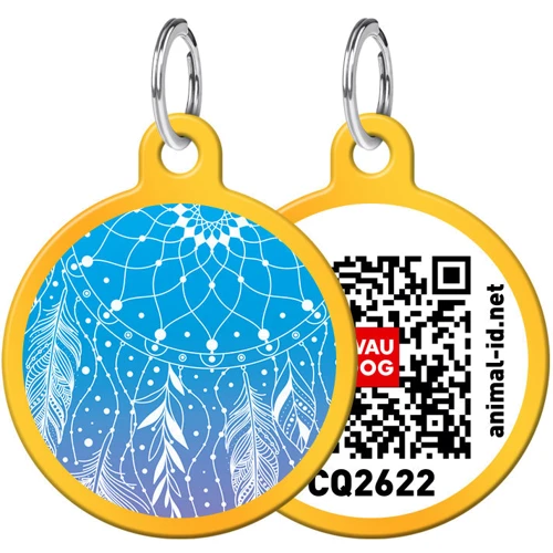 Адреснік WAUDOG Smart ID з QR-паспортом, малюнок "Ловець снів", коло, 25 мм, золото (0625-0063-17)