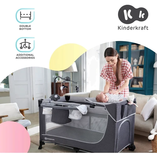 Ліжко-манеж з пеленатором Kinderkraft Leody Grey (KCLEOD00GRY00AC) фото 18