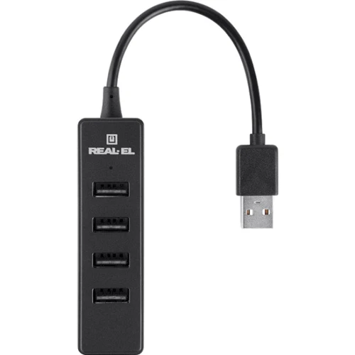 Адаптер REAL-EL Adapter USB to 4xUSB2.0 HQ-154 Black (EL123110007): Цвет черный