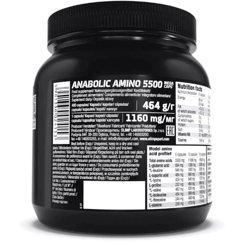Амінокислота для спорту Olimp Anabolic Amino 5500 400 caps: Тип BCAA