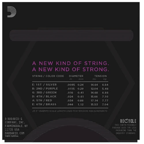 Струна для гитар Струны D`ADDARIO NYXL09544 NYXL SUPER LIGHT PLUS 09.5-44: Назначение Для электрогитары