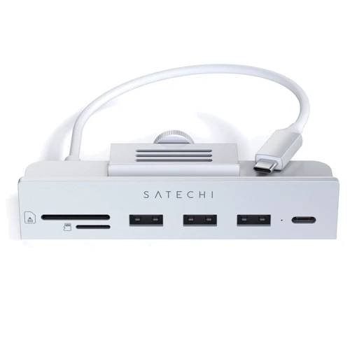 Адаптер Satechi Adapter Aluminum USB-C to USB-C+SD+3.5mm+3xUSB Silver for iMac 24 (ST-UCICHS): Интерфейс подключения USB-C