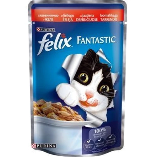 Влажный корм для котов Felix Fantastic с говядиной в желе 100 г (7613035072626): Тип Влажный корм