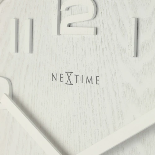 Настінний годинник NeXtime Wood Wood Medium, білий Ø36 см (3096WI) фото 3
