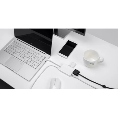 Адаптер Xiaomi Adapter USB-C to VGA+2xUSB3.0+RJ-45 White (JGQ4005TY): Колір білий