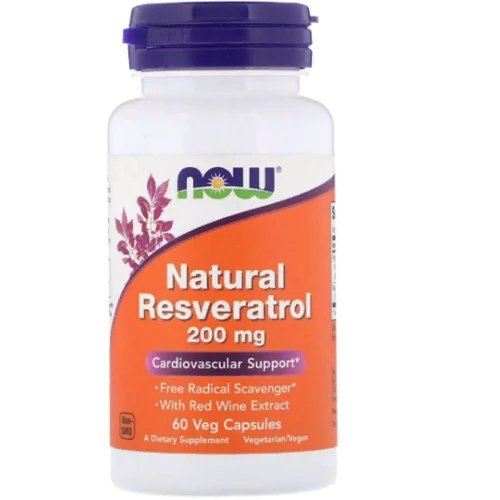 Now Foods Natural Resveratrol, 200 mg, 60 Veg Capsules