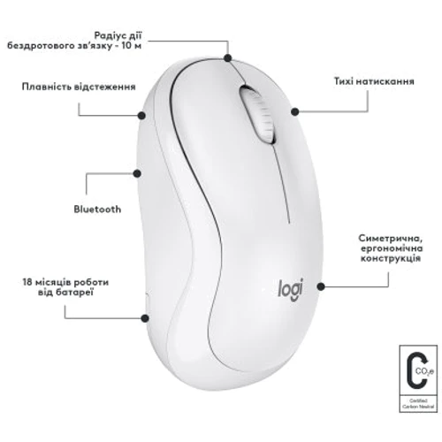 Мышь Logitech M240 Silent Wireless Off-White (910-007120): Количество кнопок 3