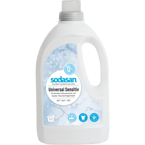 Органическое жидкое средство Sodasan Universal Sensitiv/Bright&White для стирки 1.5 л