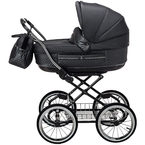 Коляска 2 в 1 классическая Roan Marita Prestige (14" черные колеса, черная рама) P231 графит - графитовая (кожа) перламутр (624732): Тип коляски универсальная коляска (2-в-1)