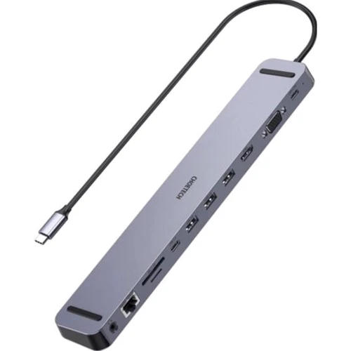 Адаптер Choetech Adapter 11-in-1 USB-C to USB-C+3xUSB3.0+HDMI+SD+3.5mm+RJ45+VGA Gray (HUB-M20): Колір сірий