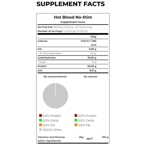 Энергетик Scitec Nutrition Hot Blood No-Stim 375 g / 30 servings / tropical punch: Тип Энергетики