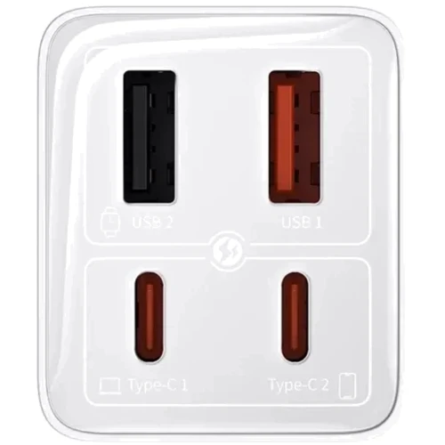 Зарядное устройство Baseus Wall Charger GaN6 Pro 2хUSB-C+2xUSB 65W White With USB-C Cable (P10162701213-00): Количество USB-портов 4