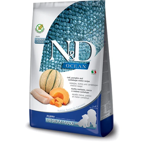 Беззерновой сухой корм Farmina N&D Grain Free Ocean Pumpkin для щенков средних и крупных пород с треской и дыней 2.5 кг (PND0250120)