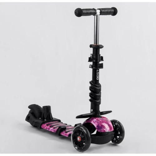 Детский самокат 5 в 1 Best Scooter S 5099 Черный с розовым: Конструкция рамы цельная