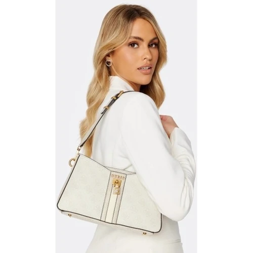 Женская сумка багет GUESS GINEVRA LOGO ELITE SHLDR BAG серая (HWSB8675180-STL): Фактура Матовая, Гладкая
