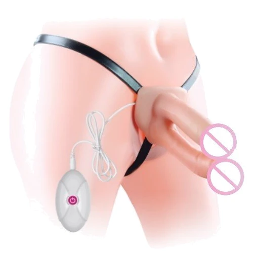 Двойной полый страпон с вибрацией LoveToy Vibrating Unisex Hollow Double Penetrator