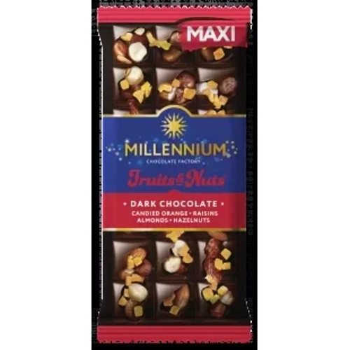 Шоколад Millennium Fruits&Nuts чёрный с миндалем, фундуком, цукатами, изюмом 140 г (4820075508005)