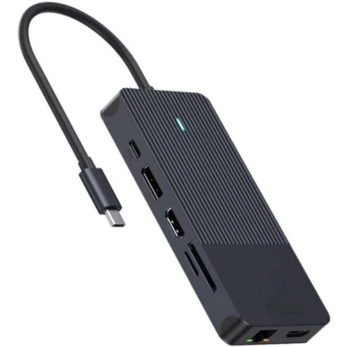 Адаптер Rapoo Adapter UCM-2006 USB-C to 2xUSB-C+USB2.0+2xUSB3.0+HDMI+DisplayPort+SD+RJ45+3.5mm Black: Інтерфейс підключення USB-C