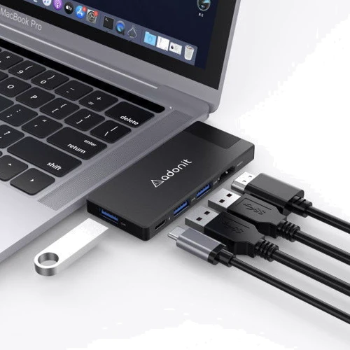 Адаптер Adonit Adapter USB-C to USB-C+HDMI+3xUSB3.0 Black (3182-17-07-A) фото 5