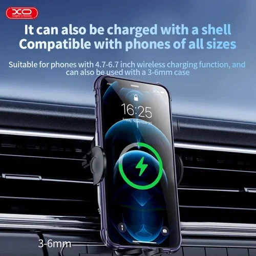 Держатель XO Car Holder WX038 Wireless Charger 15W Black фото 7