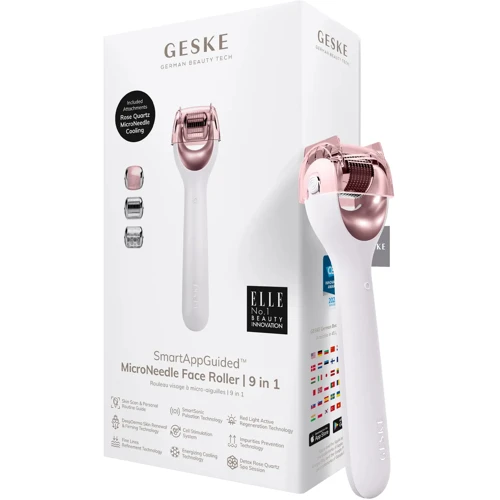 Електронний ролер для обличчя з мікроголками GESKE MicroNeedle Face Roller 9в1 starlight