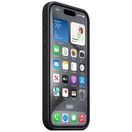 Чехол для iPhone Apple for iPhone 15 Pro FineWoven Case with MagSafe Black (MT4H3) : Цвет черный