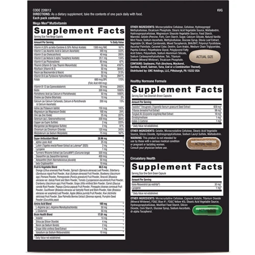 GNC Mega Men Healthy Testosterone Vitapak Мужское здоровье Тестостерон 30 пакетиков: Форма выпуска Комплексы