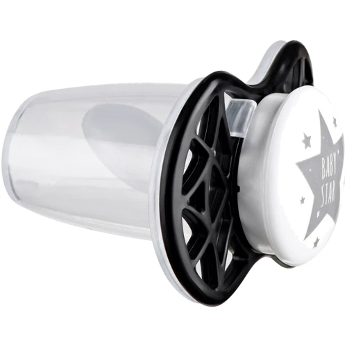 Пустышка Nuvita Air55 Cool ортодонтическая с колпачком BABY STAR 0m+ черная (NV7064IB): Вид пустышки классическая