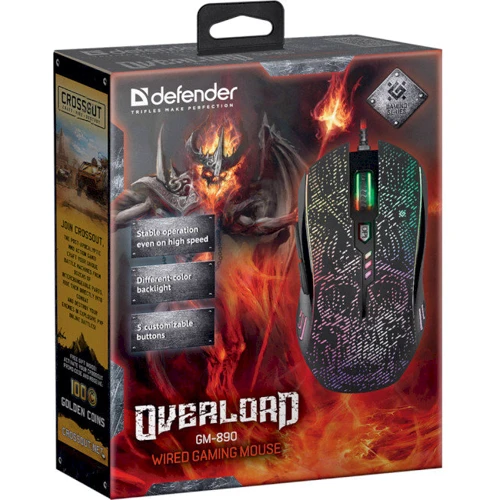 Мышь Defender OverLord GM-890 Black (52890): Эргономика симметричная для левшей