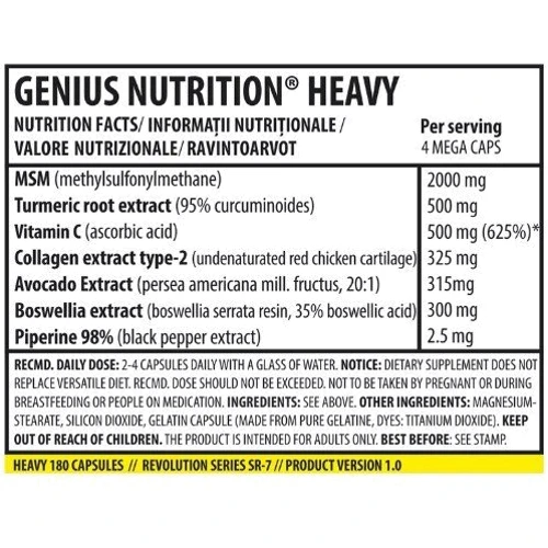 Genius Nutrition Heavy 180 caps / 45 servings: Форма выпуска Капсулы
