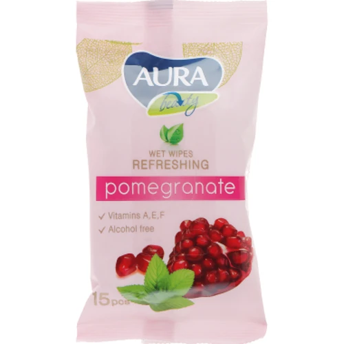AURA Beauty Вологі серветки Освіжаючі 15 шт.