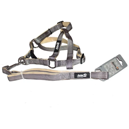 Шлейка и поводок AnimAll HJ-LН254 GREY 15x1200x15 мм+33/50 см (137309)