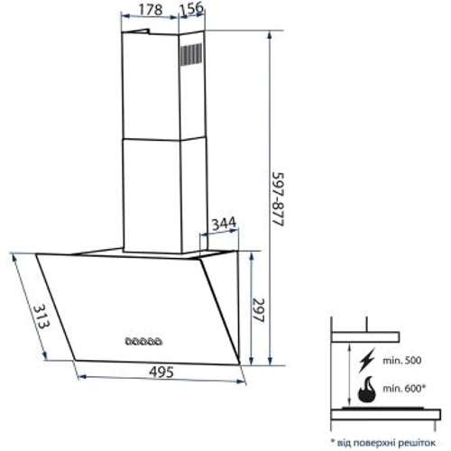 Витяжка Minola HDN 5242 WH 700 LED: Тип фільтра повітря Рециркуляція, Відведення