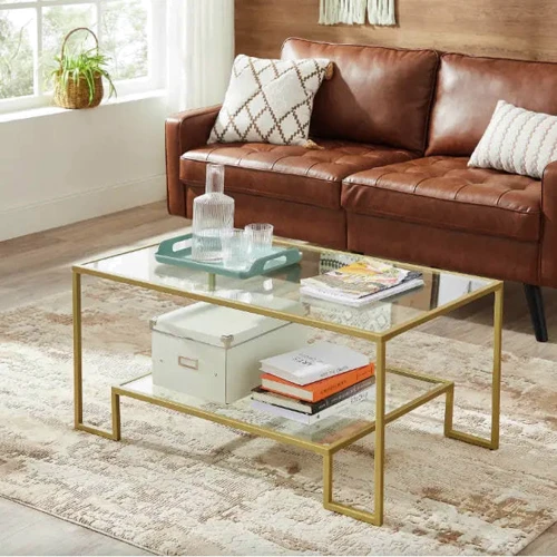 Журнальный столик Leobert Madison в стиле Loft золотистый (5903332071524)	: Глубина, см 55