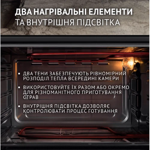 Електрична духовка настільна PERFELLI CLASSIC 37 BLACK: Розміри 32.5х505х41.6 см