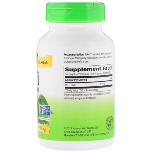 Nature's Way Fo-Ti Root 610 mg 100 Veggie Caps Горец многоцветковый: Форма выпуска Капсулы