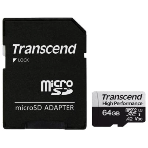 Карта памяти Transcend 64GB microSDXC Class 10 UHS-I U3 V30 A2 High Performance + adapter (TS64GUSD350V)
