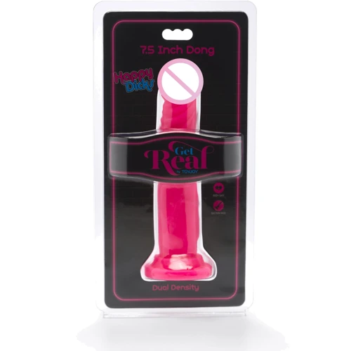Toy Joy Get Real Happy Dicks Dong 7.5 Inch - реалистичный фаллоимитатор с присоской, 19х3,5 см, розовый