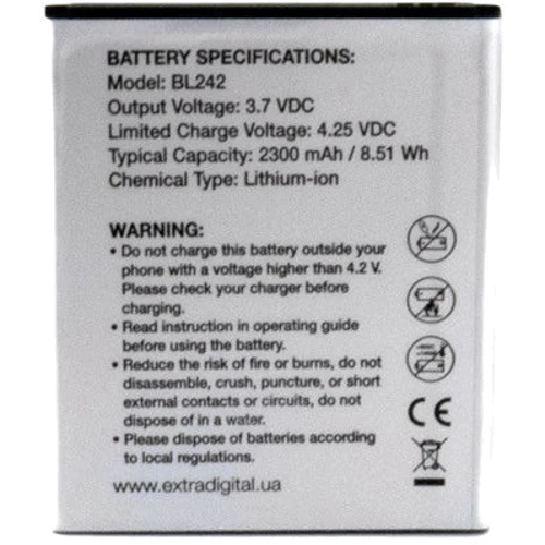 Аккумулятор ExtraDigital 2300mAh for Lenovo A6000: Производитель ExtraDigital