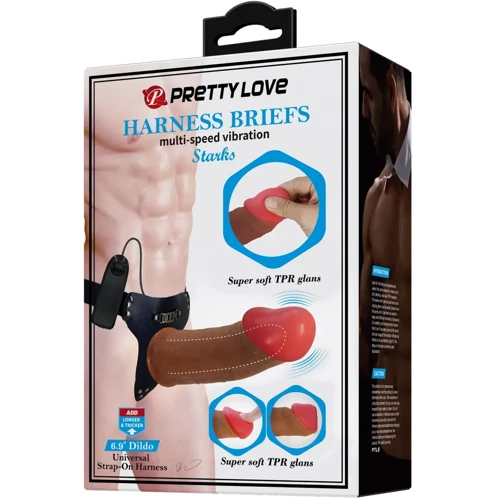 Мужской страпон LYBAILE Pretty Love - Harness Вriefs Starks Universal Strap-On Harness 6,9'' Vibration (BW-022096Z)