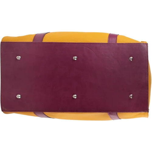 Женская дорожная сумка Laskara желтая (LK10240-yellow-purple): Фактура Матовая, Зернистая