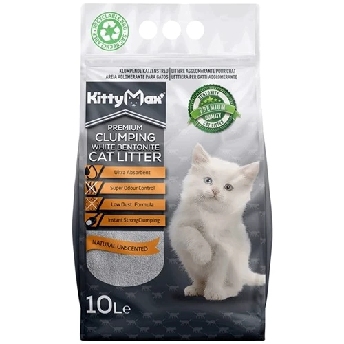 Наполнитель для кошачьего туалета Kitty Max бентонитовый белый без аромата 10 л