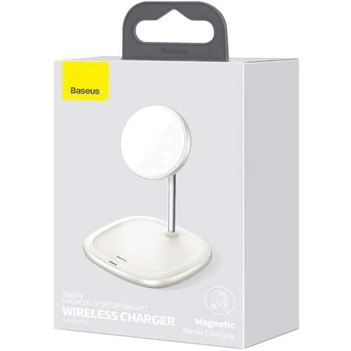 Зарядное устройство Baseus Wireless Charger Stand MagSafe Swan White (WXSW-02) for iPhone 16 I 15 I 14 I 13 I 12 series фото 9