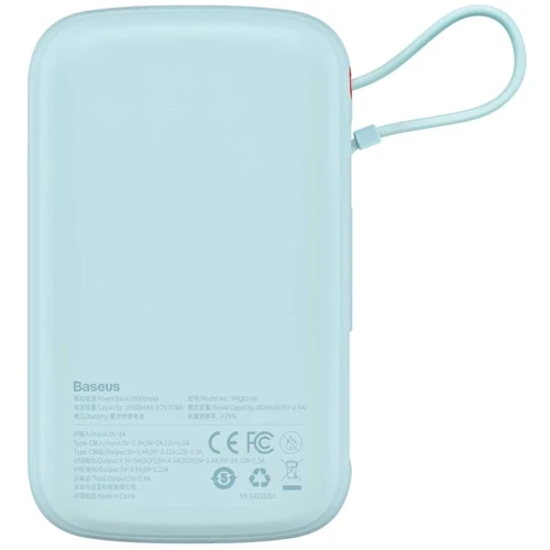 Внешний аккумулятор Baseus Power Bank 10000mAh Qpow Pro Digital Display Fast Charge Power Bank 20W Blue (PPQD020003): Количество USB 3