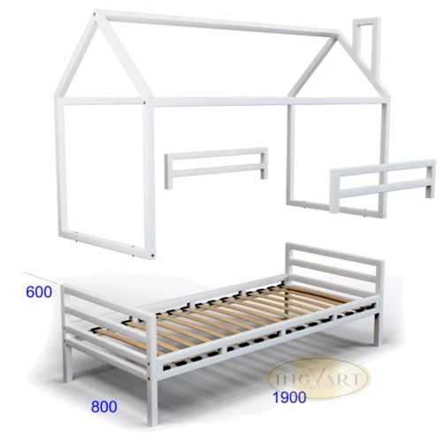 Кровать IngVart Домик подростковая белая SKU34000-01